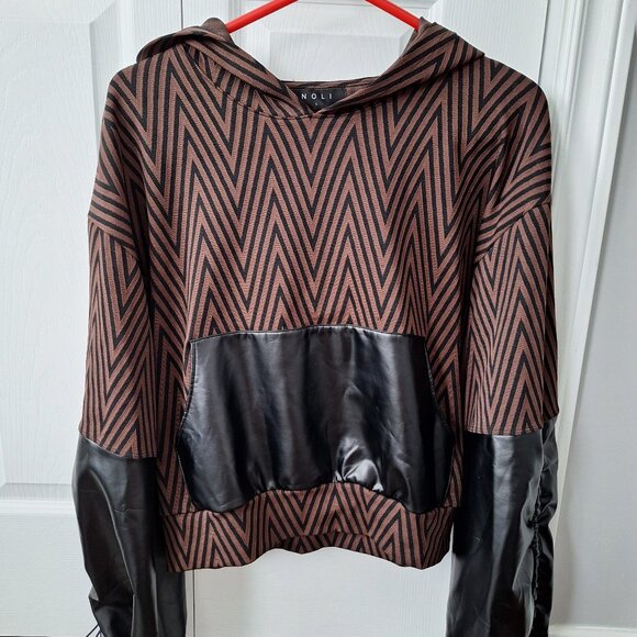 Noli Brown and Black Jacquard Hoodie - Picture 3 of 11